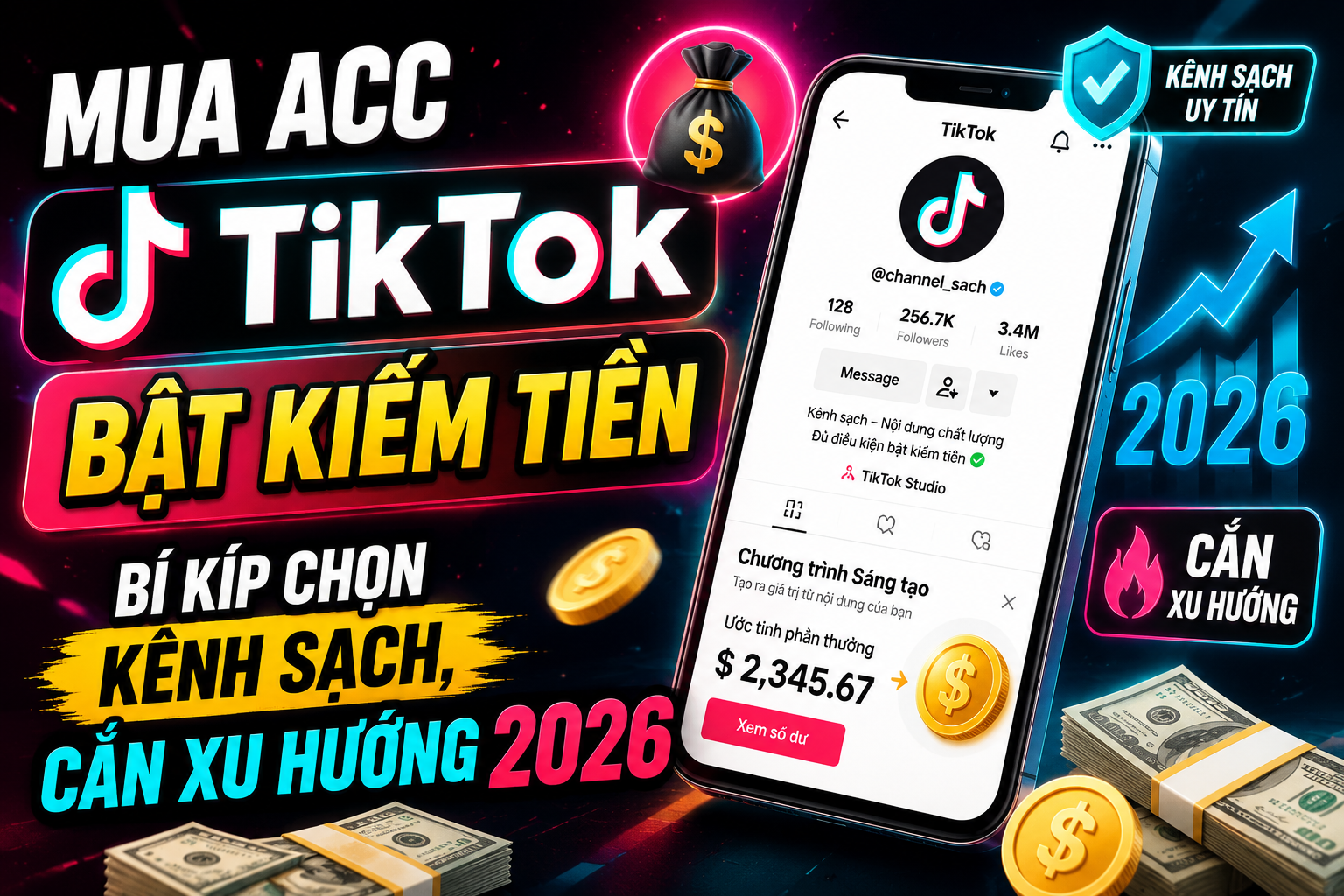 Mua Acc TikTok Bật Kiếm Tiền: Bí Kíp Chọn Kênh Sạch, Cắn Xu Hướng 2026