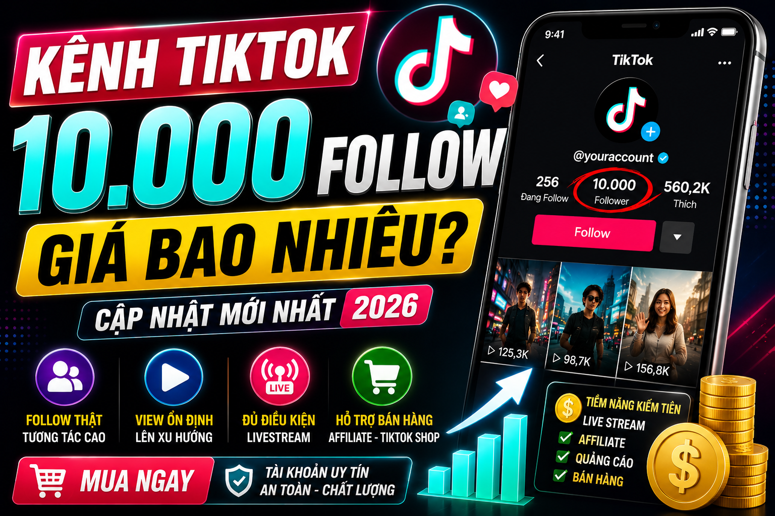 Kênh TikTok 10.000 Follow Giá Bao Nhiêu? Bảng Giá Mới Nhất 2026